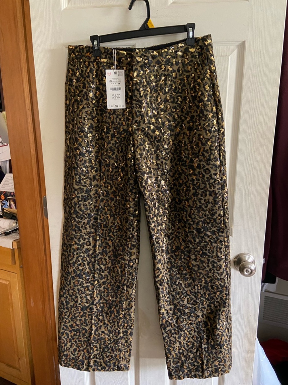 Zara Gold and Black Sequin Leopard Pants